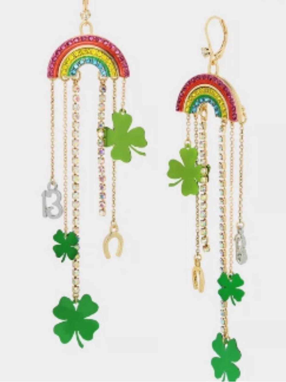Betsey Johnson Lucking Out Rainbow Chandelier Earrings